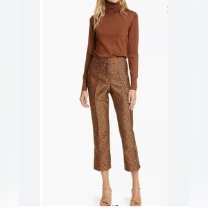 KATE SPADE Flora Leopard Jacquard Crop Trousers In Black size 0 NJMUA804